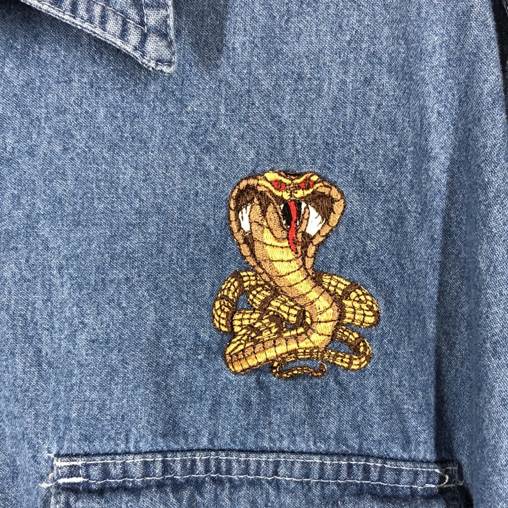 Basic Editions Denim Cobra Button Down Shirt Xl - image 3